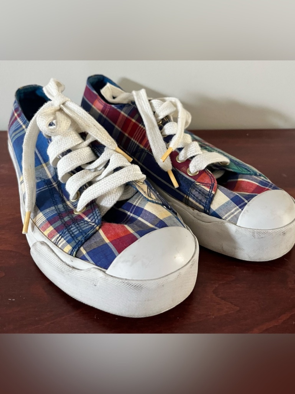 Polo Lauren Ralph Lauren Women’s Madras Plaid Tennis Shoes Sneakers Lace Up 8.5